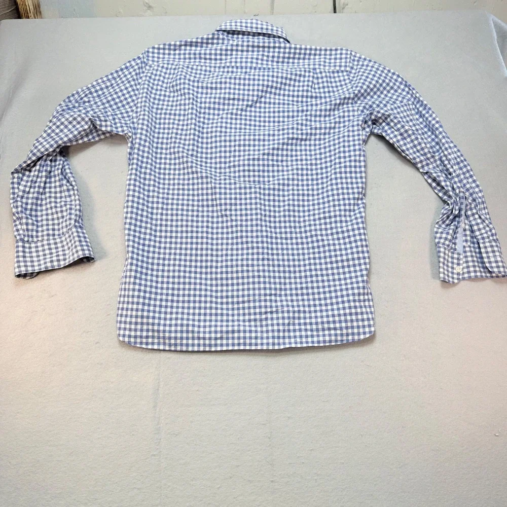 J.Crew‎ Gingham Shirt Button Down Long Sleeve Blue White Checkered Mens L,preppy